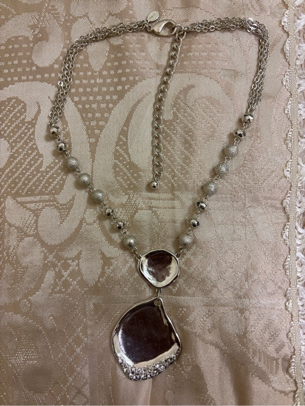 Chico's Statement Silvertone Rhinestone Necklace